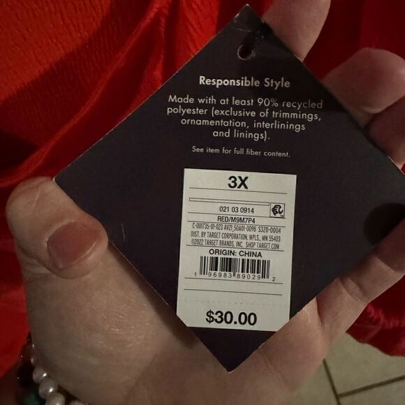 Ava & Viv Balloon Sleeve Wrap Dress Sweetheart Neckline Red NWT Size 3X - Picture 6 of 8